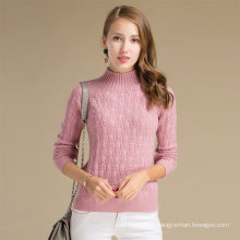 Alibaba China Custom Ladies Inverno Knit Cashmere Wool Sweater com padrão sólido